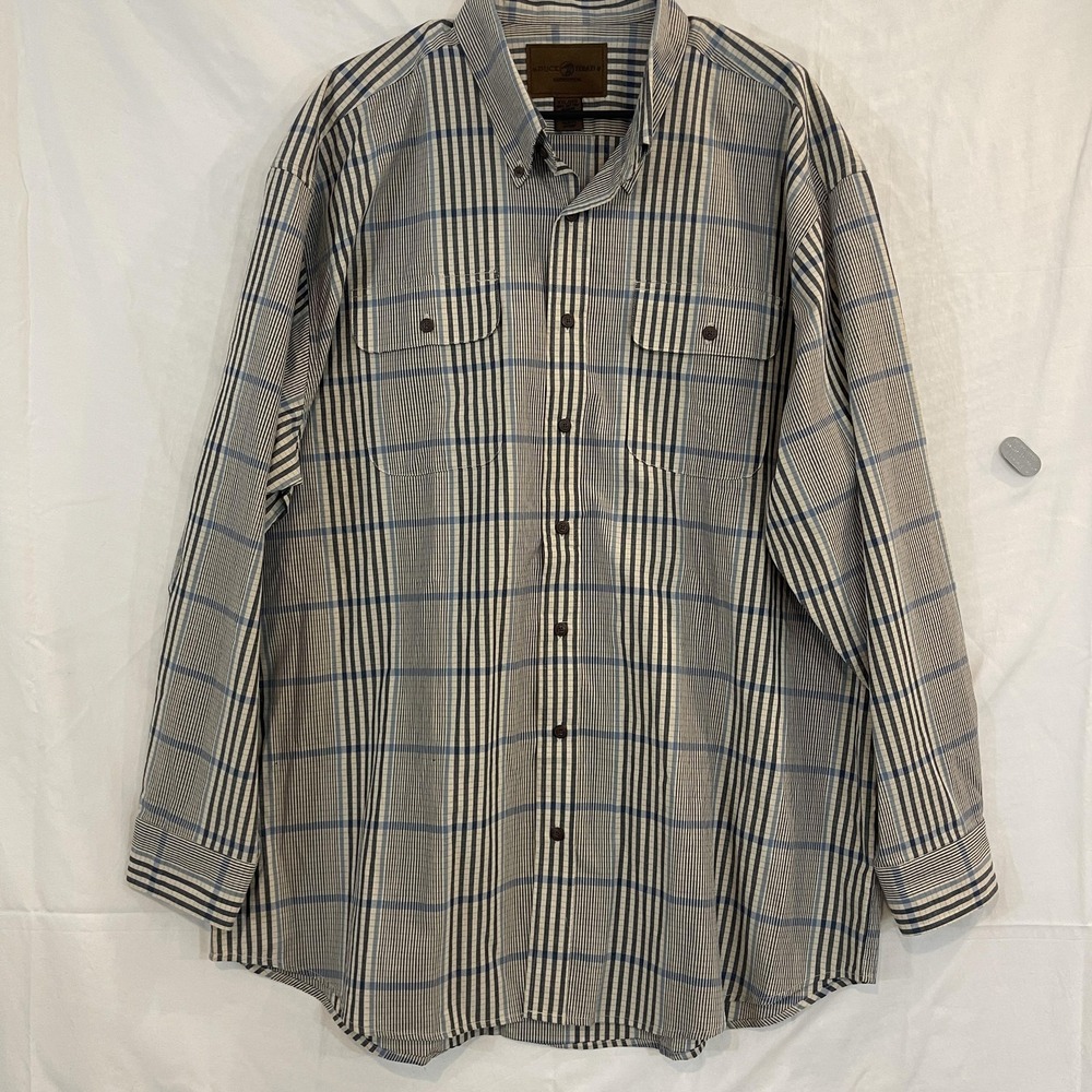 Duck Head Expedition Shirt Mens 2XL Blue Plaid Button Down Collar‎ Long Sleeve